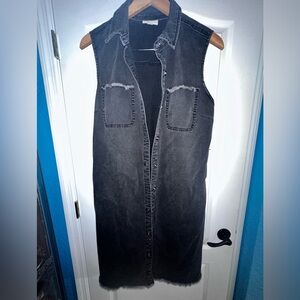 NEW WT Style & Co Women’s 14 Black Jean Dress Sleeveless Frayed Edges